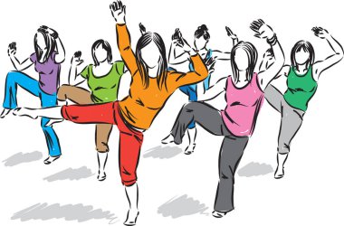 dansçılar fitness illüstrasyon grup