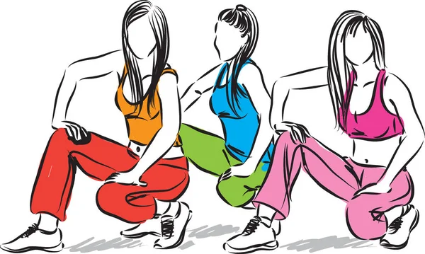 Gruppe von Fitness-Frauen Illustration — Stockvektor