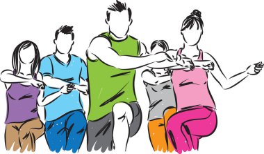 Fitness grup vektör çizim