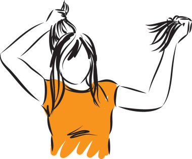woman pulled out hair vector illustration clipart