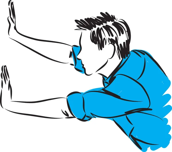 Hombre empujando ilustración vector gesto — Archivo Imágenes Vectoriales
