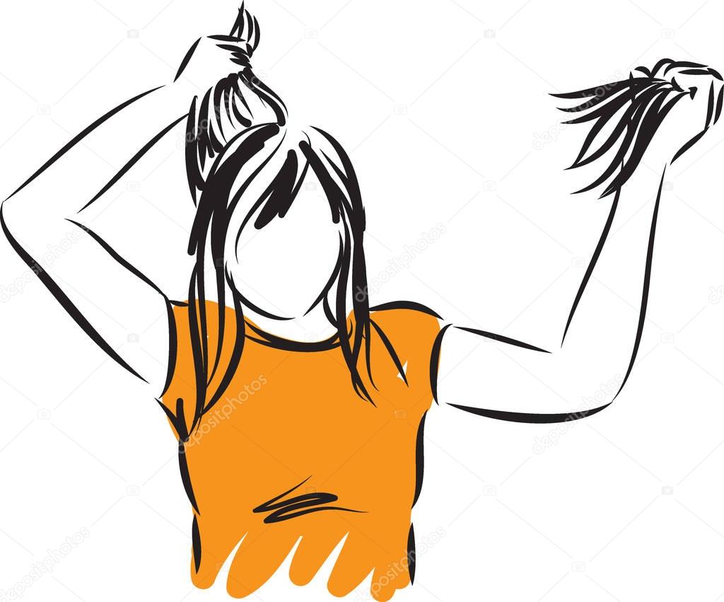 woman pulled out hair vector illustration