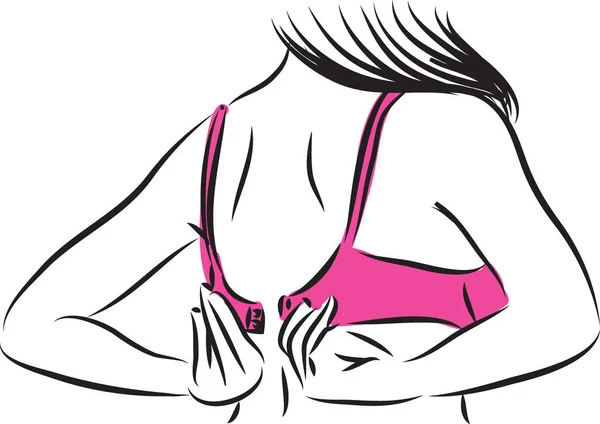 Woman closing bra at back illustration — Stock Vector