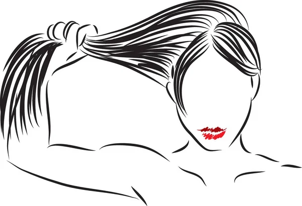 Femme montrant une forte illustration vectorielle des cheveux — Image vectorielle