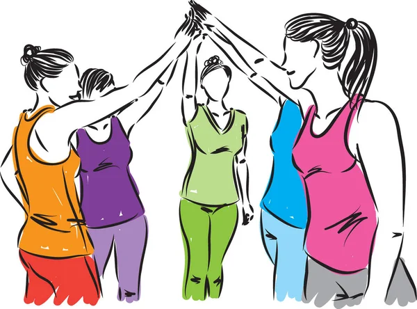 Иллюстрация команды фитнес-женщин — стоковый вектор