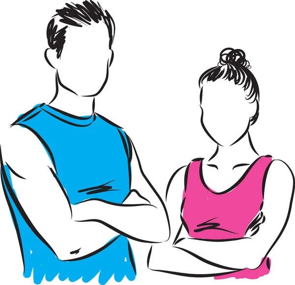 Coppia fitness uomo e donna vettoriale illustrazione — Vettoriale Stock