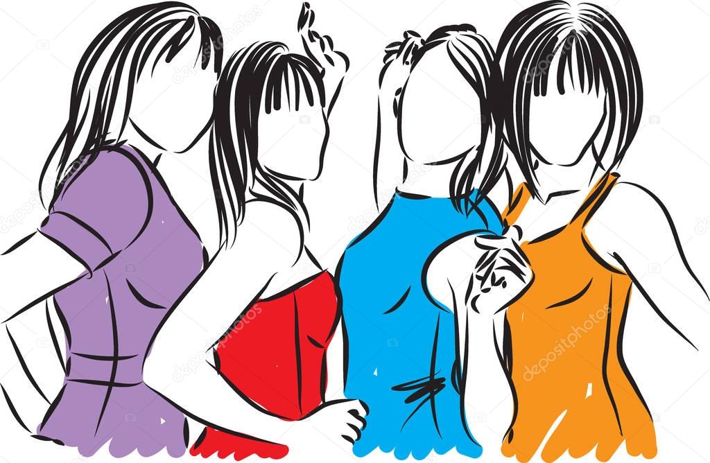 group of women at party vector illustration