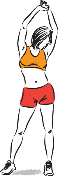 Fitness mulher alongamento vetor ilustração — Vetor de Stock