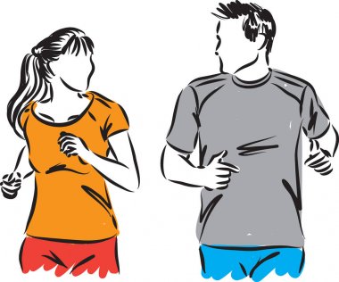  Fitness çift vektör çizim