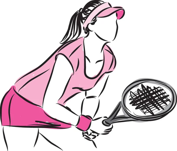 महिला टेनिस प्लेयर वेक्टर इलस्ट्रेशन — स्टॉक वेक्टर