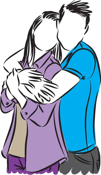 Pareja abrazo vector ilustración — Vector de stock