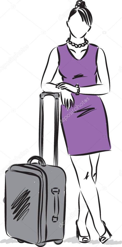 business woman travelling vector illustration