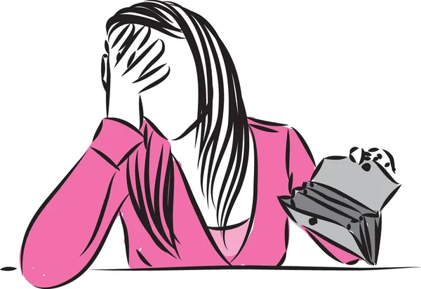 Vrouw huilen uit contanten illustratie — Stockvector