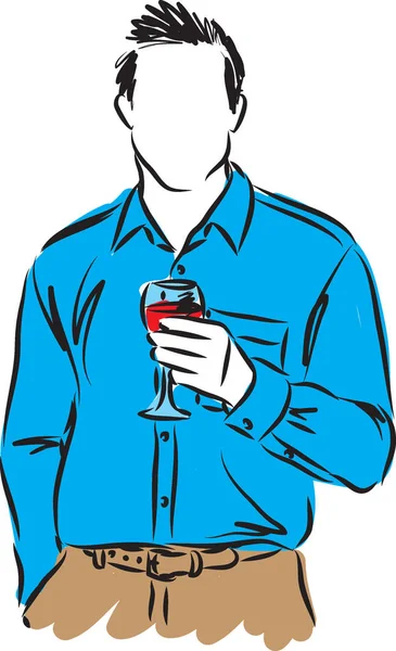 Ember, egy pohár bor illusztráció — Stock Vector