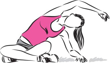 Fitness kadın germe vektör çizim