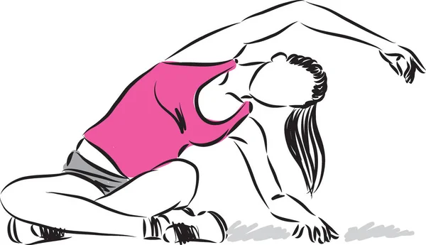 Fitness donna stiramento vettoriale illustrazione — Vettoriale Stock