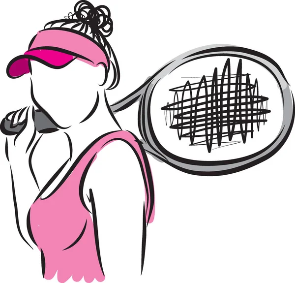 Joueur de tennis femme illustration vectorielle — Image vectorielle