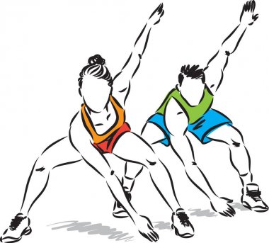  erkek ve kadın egzersiz fitness vektör çizim
