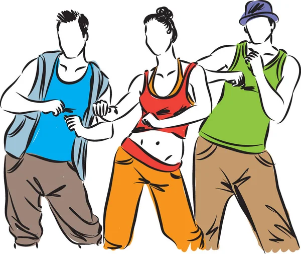 Groep dansers vectorillustratie — Stockvector