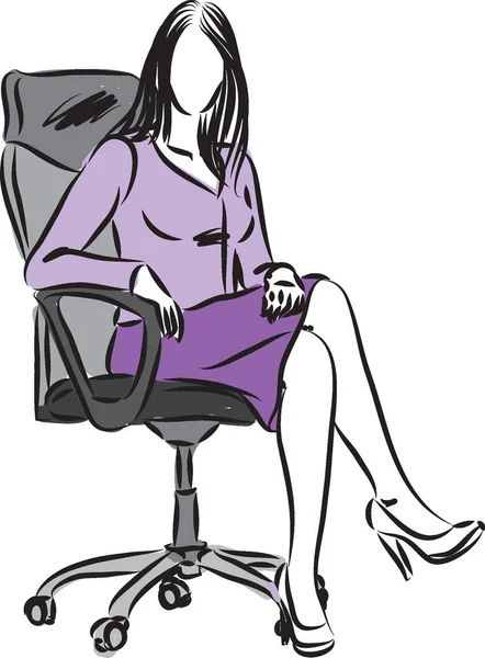 Mujer de negocios sentado vector ilustración — Vector de stock