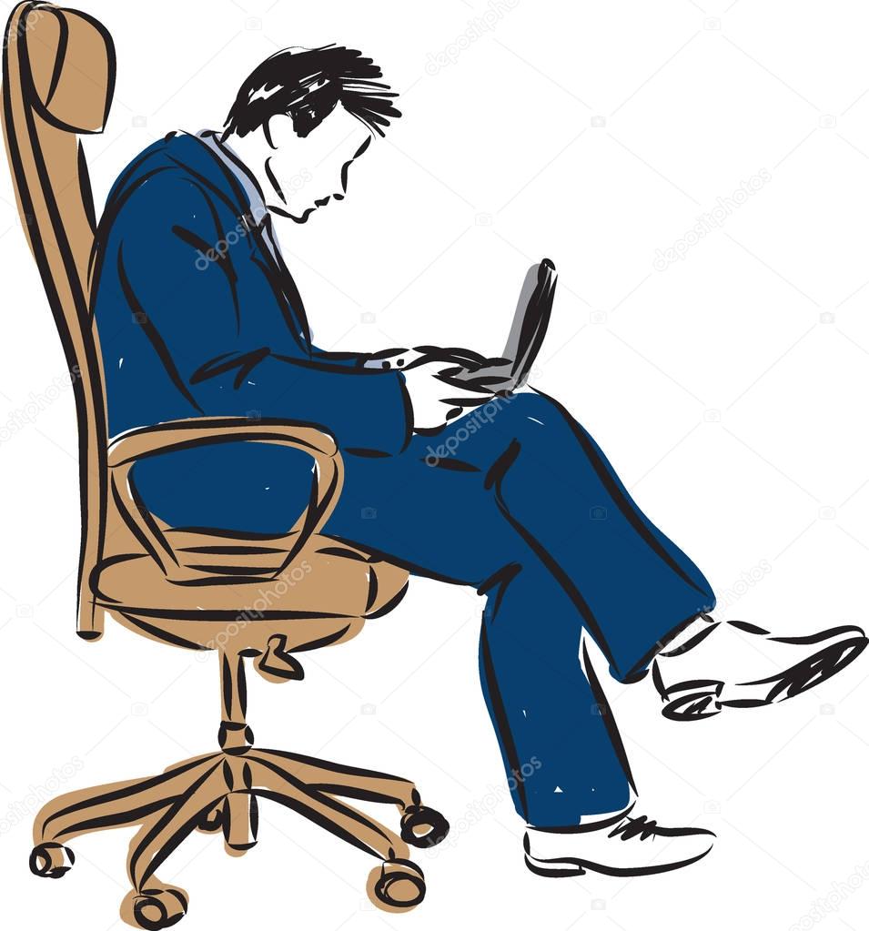 Business man sitting vector illustration