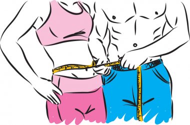 Fitness çifti erkek ve kadın vektör çizimi