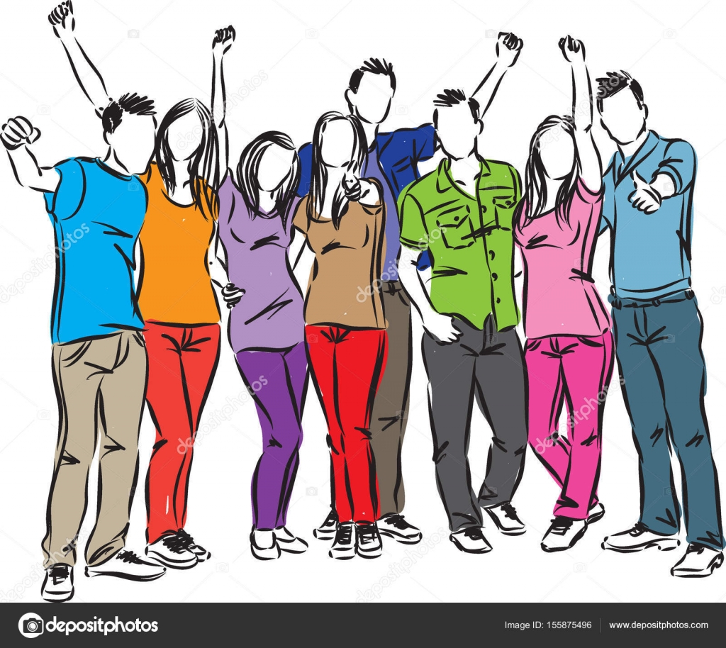 Group of friends happy people illustration Stock Illustration by ...