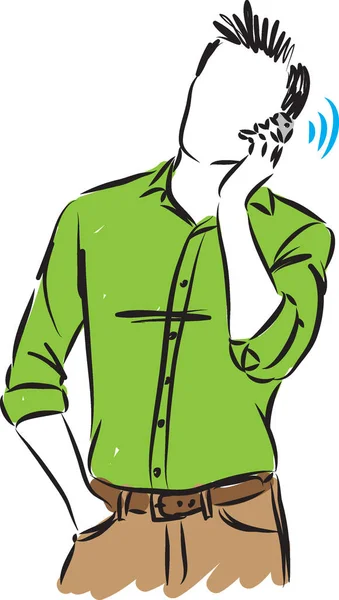 携帯電話のベクトル図を話している男性 — ストックベクタ
