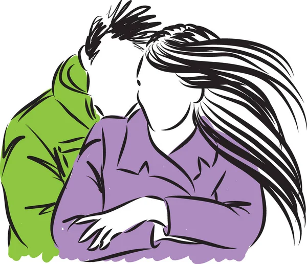 Casal homem e mulher abraçando ilustração vetorial — Vetor de Stock