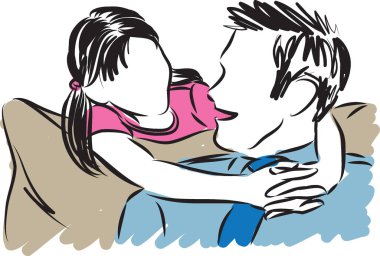  Baba ve kızı vektör çizim