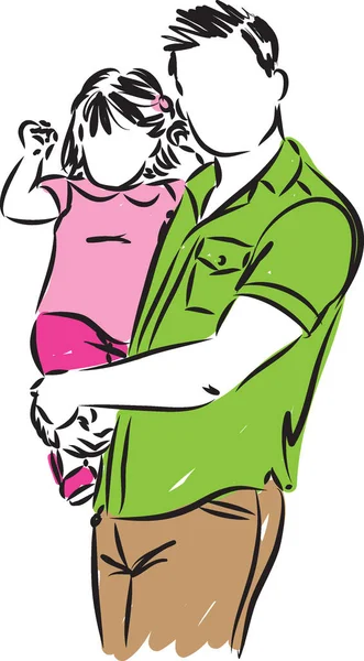 Pai com menina em braços vetor ilustração —  Vetores de Stock