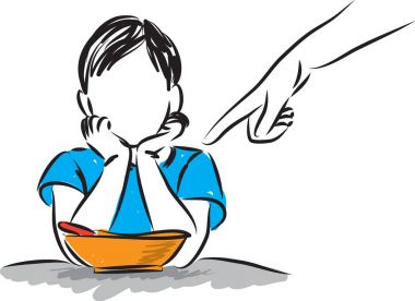 Little boy refusing to eat vector illustration vector Little boy refusing to eat vector illustration vector