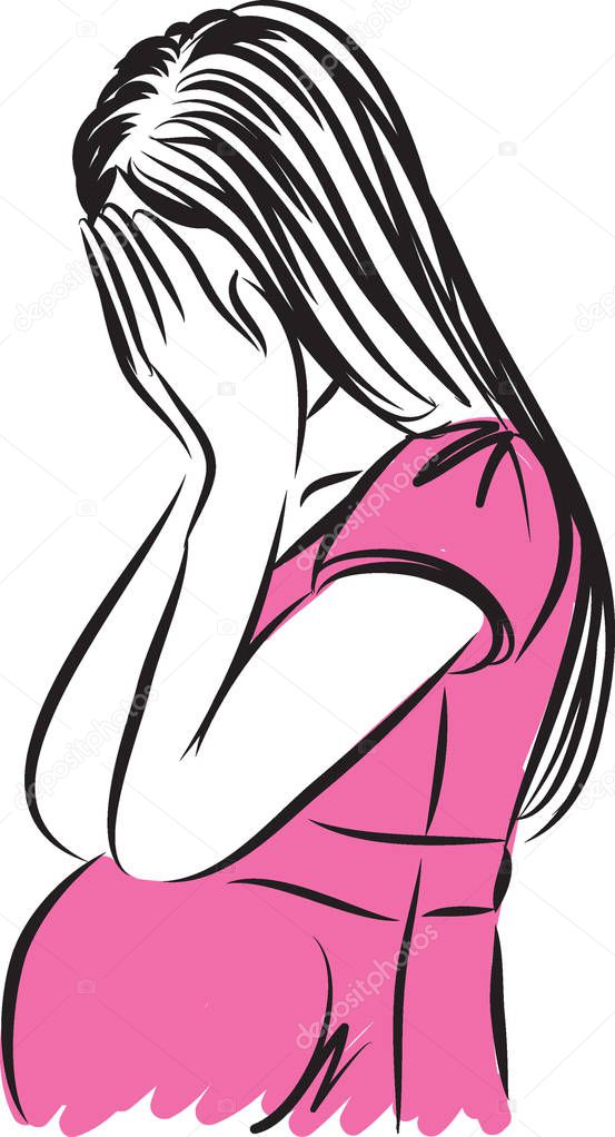 PREGNANT woman crying vector illustration