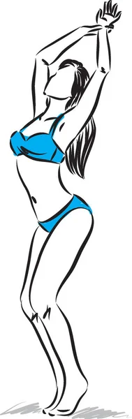 Kvinna i bikini modellering vektorillustration — Stock vektor