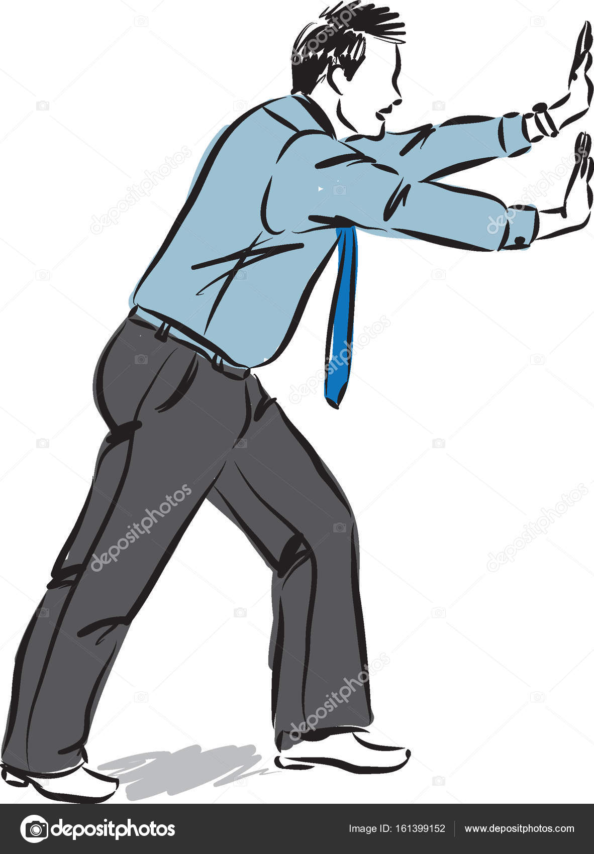 Businessman pushing gesture vector illustration Stock Vector by ©MoniQcCa  161399152, image size:1182x1700