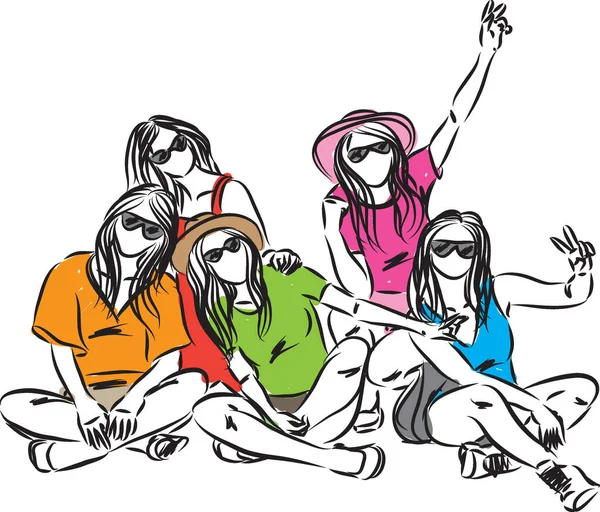 Groupe d'amis femmes ayant amusant vecteur illustration — Image vectorielle