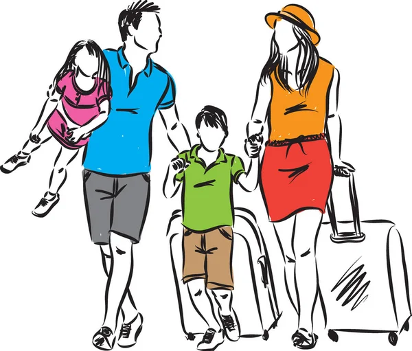 Familie Reise Bild Vektor Illustration — Stockvektor