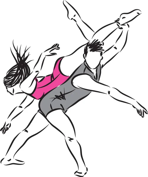 Pareja hombre y mujer bailarines vector ilustración — Vector de stock