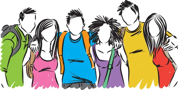 Öğrenci arkadaşlar vektör çizim grup