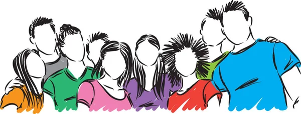 Grup genç öğrenciler vektör çizim