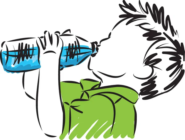 Niño pequeño agua potable vector ilustración — Archivo Imágenes Vectoriales