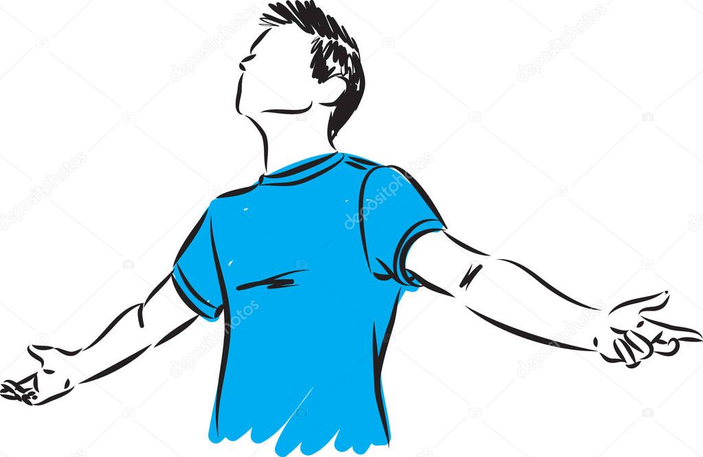 young man breathing concept vector illustration