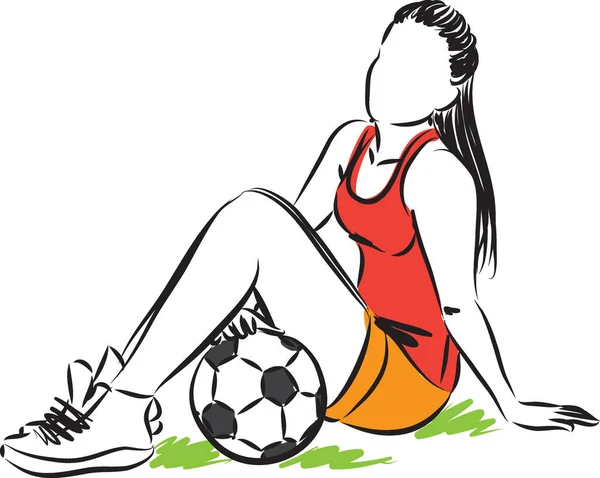 Teenager girl soccer player vector illustration — Stock Vector