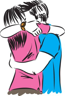 iki adam ve vektör çizim sarılma anne