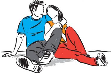 Çift erkek ve kadın vektör çizim rahatlatıcı