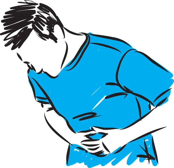 腹部の胃の痛みのベクトルを持つ男 — ストックベクタ
