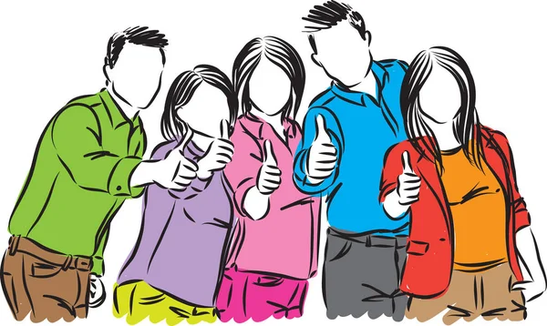 pozitif kişi vektör çizim grup