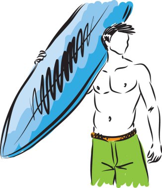 sörfçü adam vektör çizim