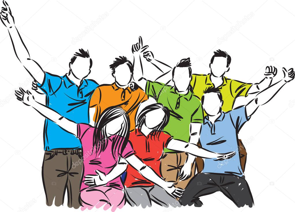 group of happy people celebration vector illustration