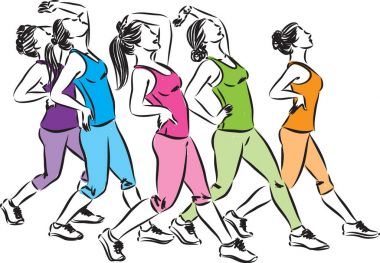 fitness kadın vektör çizim dans grubu